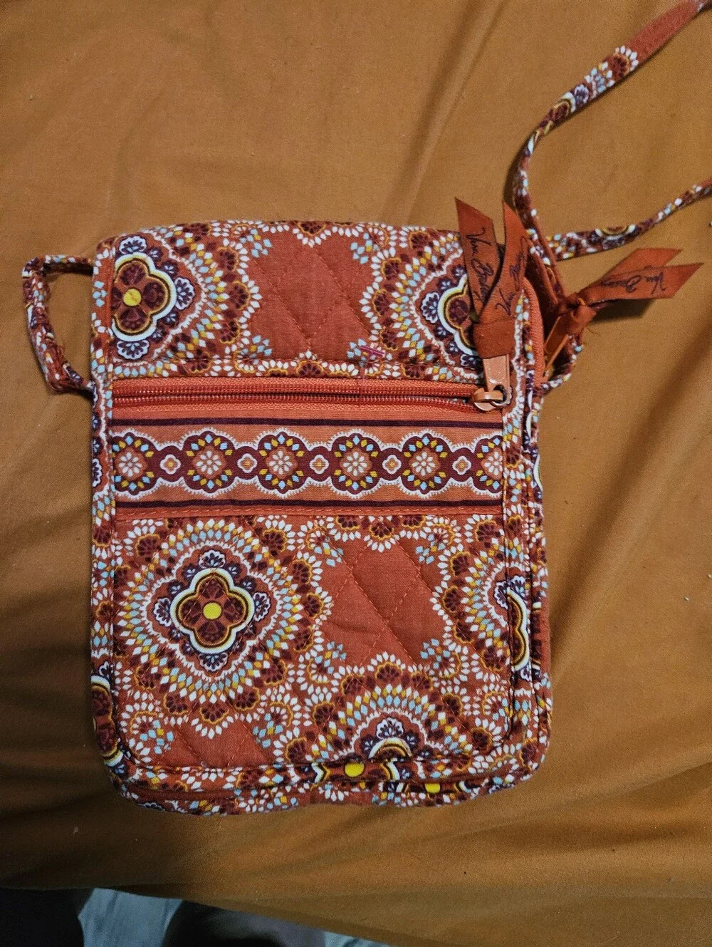 Vera Bradley Small Orange Quilted Crossbody Bag - Picture 2 of 2